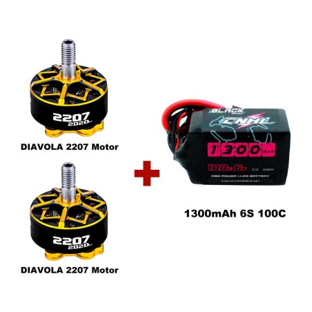 Value Edition [Kombination] 1 Packung 1300 mAh 6S 100C Lipo-Akku und 2 Packungen Co-Branding-Motor DIAVOLA 2207