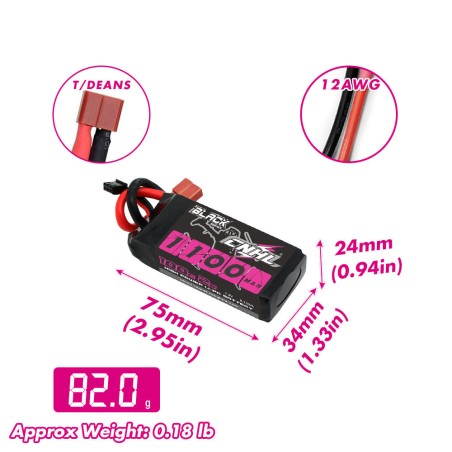 Value Edition CNHL Black Series 1100 mAh 7,4 V 2S 100 C Lipo-Akku mit T/Dean-Stecker