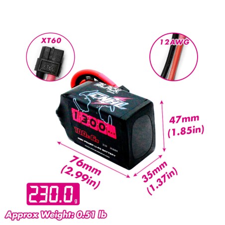 Value Edition [Kombi] 2 Packungen CNHL Black Series 1300 mAh 22,2 V 6S 100 C Lipo-Akku mit XT60-Stecker