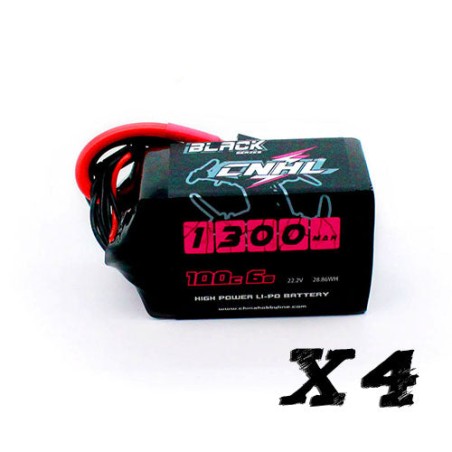 Value Edition [Kombi] 4 Packungen CNHL Black Series 1300 mAh 22,2 V 6S 100 C Lipo-Akku mit XT60-Stecker – UK-Lager