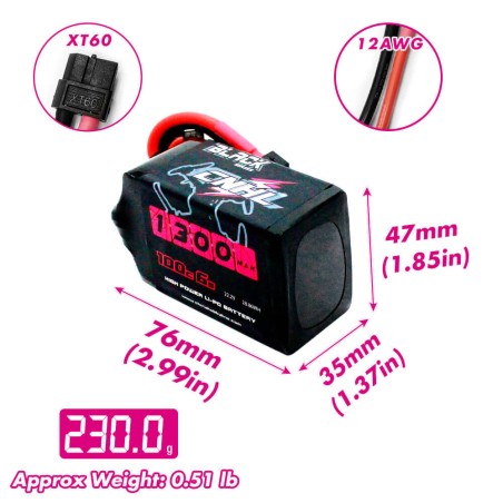 Value Edition [Kombi] 4 Packungen CNHL Black Series 1300 mAh 22,2 V 6S 100 C Lipo-Akku mit XT60-Stecker – UK-Lager