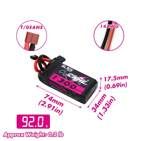 Value Edition CNHL Black Series 1300 mAh 7,4 V 2S 100 C Lipo-Akku mit T/Dean-Stecker