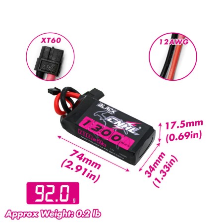 Value Edition CNHL Black Series 1300 mAh 7,4 V 2S 100C Lipo-Akku mit XT60-Stecker