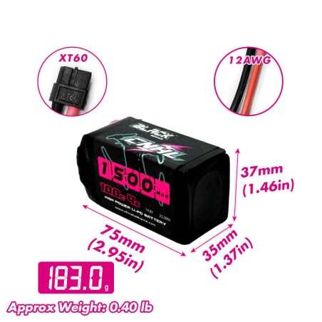 Value Edition [Kombi] 2 Packungen CNHL Black Series 1500 mAh 14,8 V 4S 100 C Lipo-Akku mit XT60-Stecker