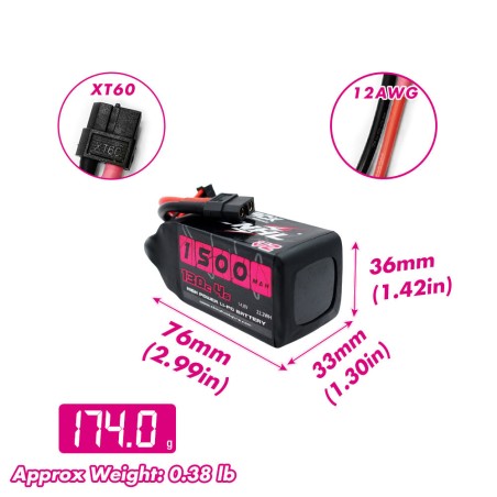 Value Edition [Kombi] 2 Packungen CNHL Black Series 1500 mAh 14,8 V 4S 100 C Lipo-Akku mit XT60-Stecker