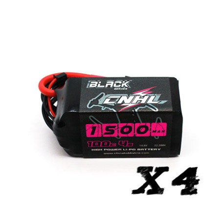 Value Edition [Kombi] 4 Packungen CNHL Black Series 1500 mAh 14,8 V 4S 100 C Lipo-Akku mit XT60-Stecker – UK-Lager