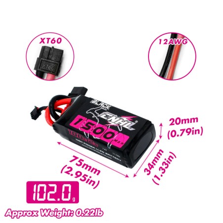 Value Edition CNHL Black Series 1500 mAh 7,4 V 2S 100C Lipo-Akku mit XT60-Stecker