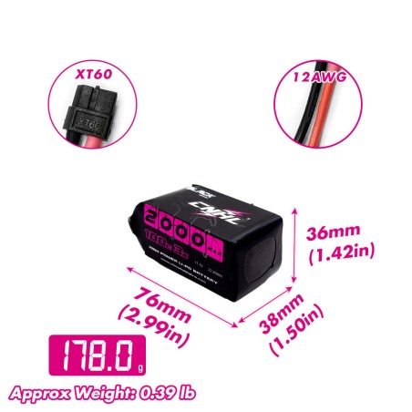 Value Edition CNHL Black Series 2000 mAh 11,1 V 3S 100C Lipo-Akku mit XT60-Stecker