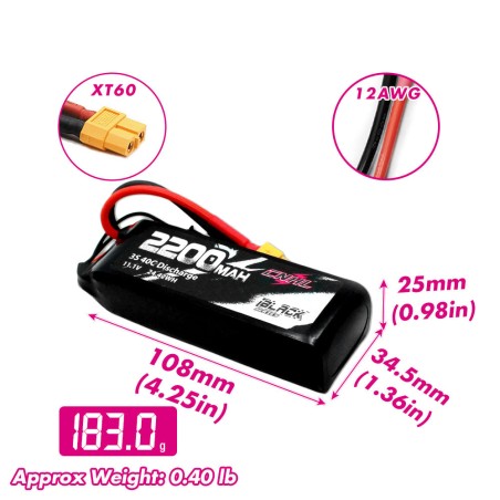 Value Edition 2 Packungen CNHL Black Series 2200 mAh 3S 11,1 V 40 C Lipo-Akku mit XT60-Stecker