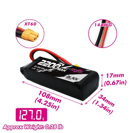 Value Edition CNHL Black Series 2200 mAh 7,4 V 2S 30C Lipo-Akku mit XT60