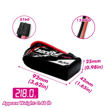 Value Edition CNHL Black Series 3200 mAh 11,1 V 30 C 3S Shorty Lipo-Akku mit XT60-Stecker