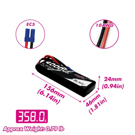 Value Edition CNHL Black Series 4000 mAh 11,1 V 3S 65C Lipo-Akku mit EC5-Stecker