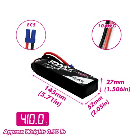 Value Edition CNHL Black Series 5000 mAh 11,1 V 3S 65C Lipo-Akku mit EC5-Stecker