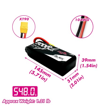 Value Edition CNHL Black Series 5000 mAh 14,8 V 4S 40C Lipo-Akku mit XT90-Stecker