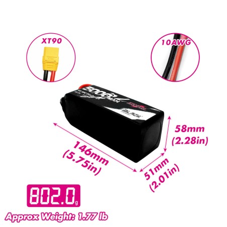 Value Edition CNHL Black Series 5000 mAh 22,2 V 6S 40C Lipo-Akku mit XT90-Stecker