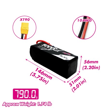 Value Edition CNHL Black Series 5000 mAh 22,2 V 6S 65C Lipo-Akku mit XT90-Stecker