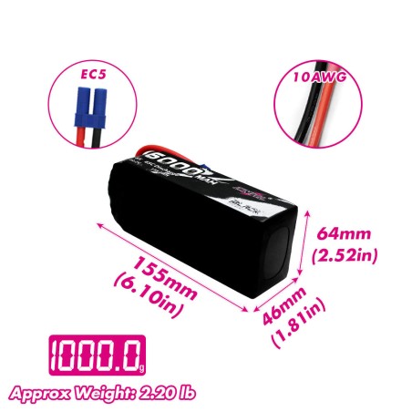 Value Edition CNHL Black Series 6000 mAh 22,2 V 6S 65C Lipo-Akku mit EC5-Stecker