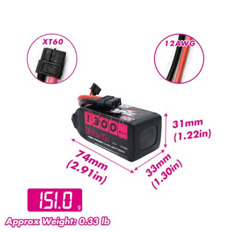 Value Edition CNHL Black Series 1300 mAh 14,8 V 4S 100C Lipo-Akku mit XT60-Stecker