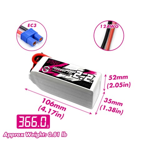 Value Edition CNHL G+Plus 2200 mAh 22,2 V 6S 70C Lipo-Akku mit EC3-Stecker