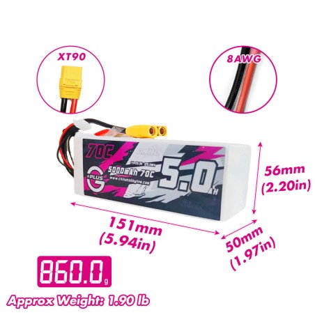 Value Edition CNHL G+Plus 5000 mAh 22,2 V 6S 70C Lipo-Akku mit XT90-Stecker