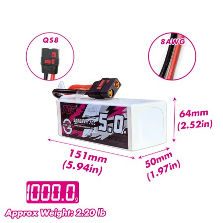 Value Edition CNHL G+Plus 5000 mAh 22,2 V 6S 70C Lipo-Akku mit XT90-Stecker