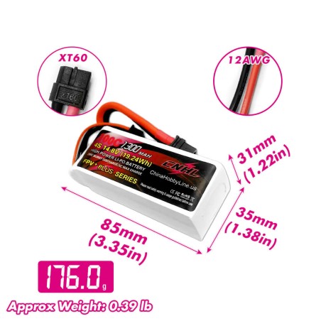 Value Edition CNHL G+Plus 1300 mAh 4S 14,8 V 100 C Lipo-Akku mit XT60-Stecker