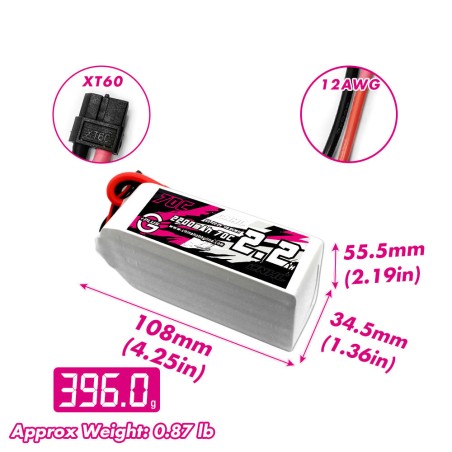 Value Edition CNHL G+Plus 2200 mAh 22,2 V 6S 70C Lipo-Akku mit XT60-Stecker