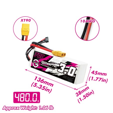 Value Edition CNHL G+Plus 3000 mAh 18,5 V 5S 70C Lipo-Akku mit XT90-Stecker