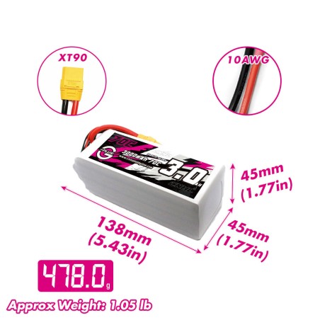 Value Edition [Kombi] 2 Packungen CNHL G+Plus 3000 mAh 22,2 V 6S 70C Lipo-Akku mit XT90-Stecker