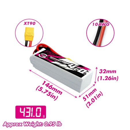 Value Edition CNHL G+Plus 4000 mAh 14,8 V 4S 70C Lipo-Akku mit XT90-Stecker