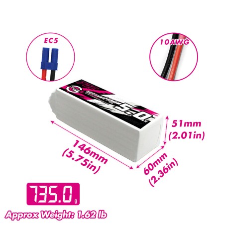 Value Edition CNHL G+Plus 5000mAh 22,2V 6S 70C Lipo Akku mit EC5 Stecker