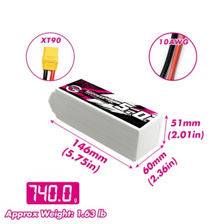 Value Edition CNHL G+Plus 5000 mAh 22,2 V 6S 70C Lipo-Akku mit XT90-Stecker