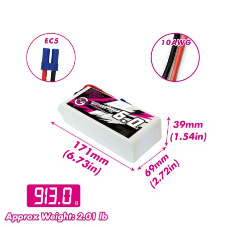 Value Edition CNHL G+Plus 6000 mAh 22,2 V 6S 70C Lipo-Akku mit EC5-Stecker