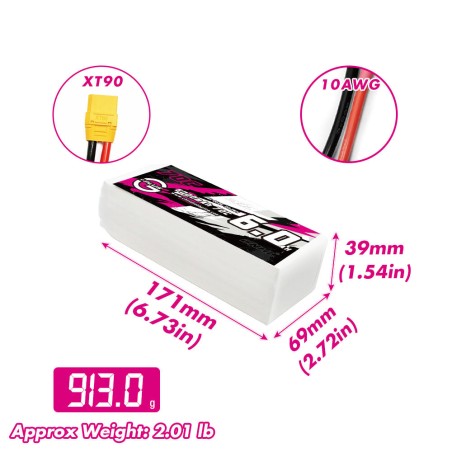 Value Edition CNHL G+Plus 6000 mAh 22,2 V 6S 70C Lipo-Akku mit XT90-Stecker