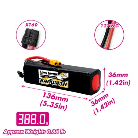 Value Edition CNHL 18650 DLG 4S2P 6400 mAh 14,8 V 3C Li-Ion Long Range Pack XT60 Stecker