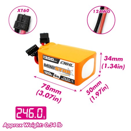 Value Edition 4 Packungen CNHL MiniStar 1300 mAh 22,2 V 6S 120 C Lipo-Akku mit XT60-Stecker – UK Warehouse