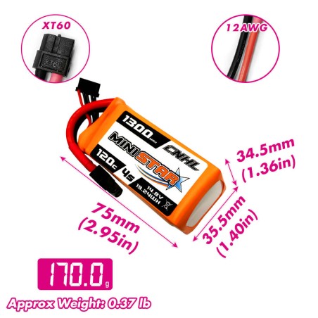 Value Edition CNHL MiniStar 1300 mAh 14,8 V 4S 120C Lipo-Akku mit XT60-Stecker