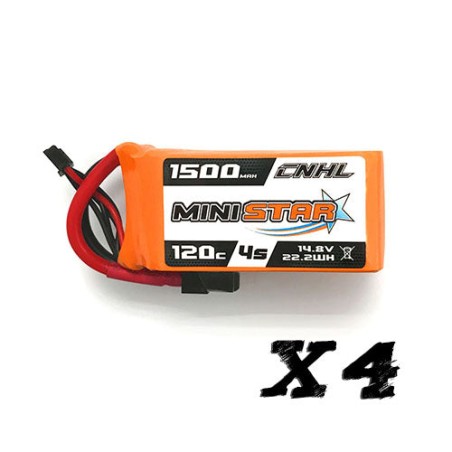 Value Edition [Combo] 4 Packungen CNHL MiniStar 1500 mAh 14,8 V 4S 120 C Lipo-Akku mit XT60-Stecker – UK-Lager