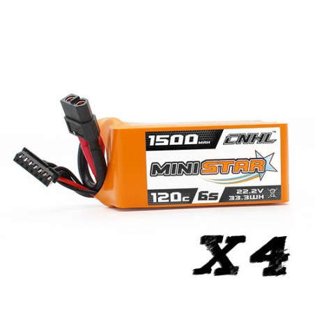 Value Edition [Combo] 4 Packungen CNHL MiniStar 1500 mAh 22,2 V 6S 120 C Lipo-Akku mit XT60-Stecker – UK-Lager