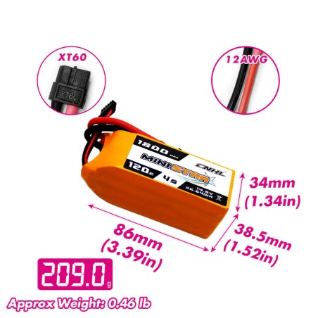 Value Edition CNHL MiniStar 1800 mAh 14,8 V 4S 120 °C (max. 200 °C) Lipo-Akku mit XT60-Stecker