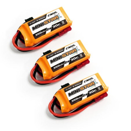 Value Edition 3 Packungen CNHL MiniStar 350 mAh 7,4 V 2S 30C Lipo-Akku mit JST