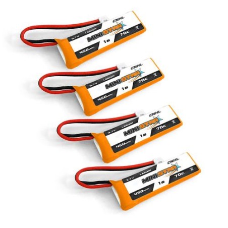 Value Edition 4 Packungen CNHL MiniStar 450 mAh 3,7 V 1S 70C Lipo-Akku mit PH2.0