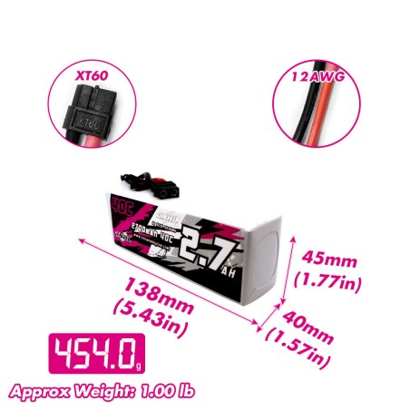 Value Edition 2 Packs CNHL 2700mAh 22.2V 6S 40C Lipo Battery with XT60