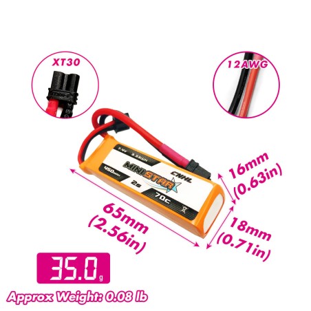 Value Edition CNHL MiniStar 450 mAh 7,4 V 2S 70C Lipo-Akku mit XT30U