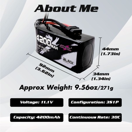 Value Edition 2 Packungen CNHL 4200 mAh 3S Shorty Lipo-Akku 30 C 11,1 V mit XT60-Stecker