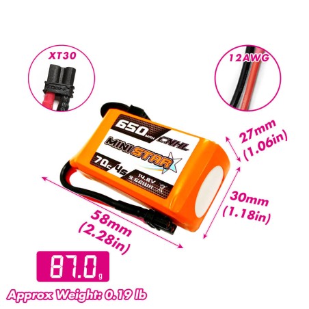 Value Edition [Kombi] 2 Packungen CNHL MiniStar 650 mAh 14,8 V 4S 70C Lipo-Akku mit XT30U