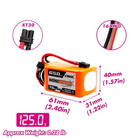 Value Edition CNHL MiniStar 650 mAh 22,2 V 6S 70C Lipo-Akku mit XT30U