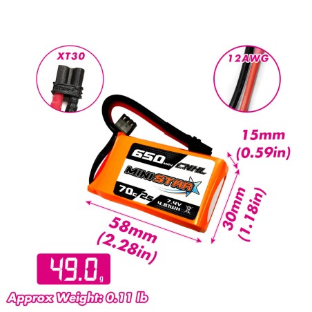 Value Edition 2 Packungen CNHL MiniStar 650 mAh 7,4 V 2S 70C Lipo-Akku mit XT30U