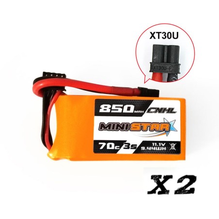 Value Edition 2 Packungen CNHL MiniStar 850 mAh 11,1 V 3S 70C Lipo-Akku mit XT30U