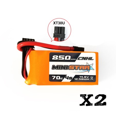 Value Edition [Kombi] 2 Packungen CNHL MiniStar 850 mAh 14,8 V 4S 70C Lipo-Akku mit XT30U